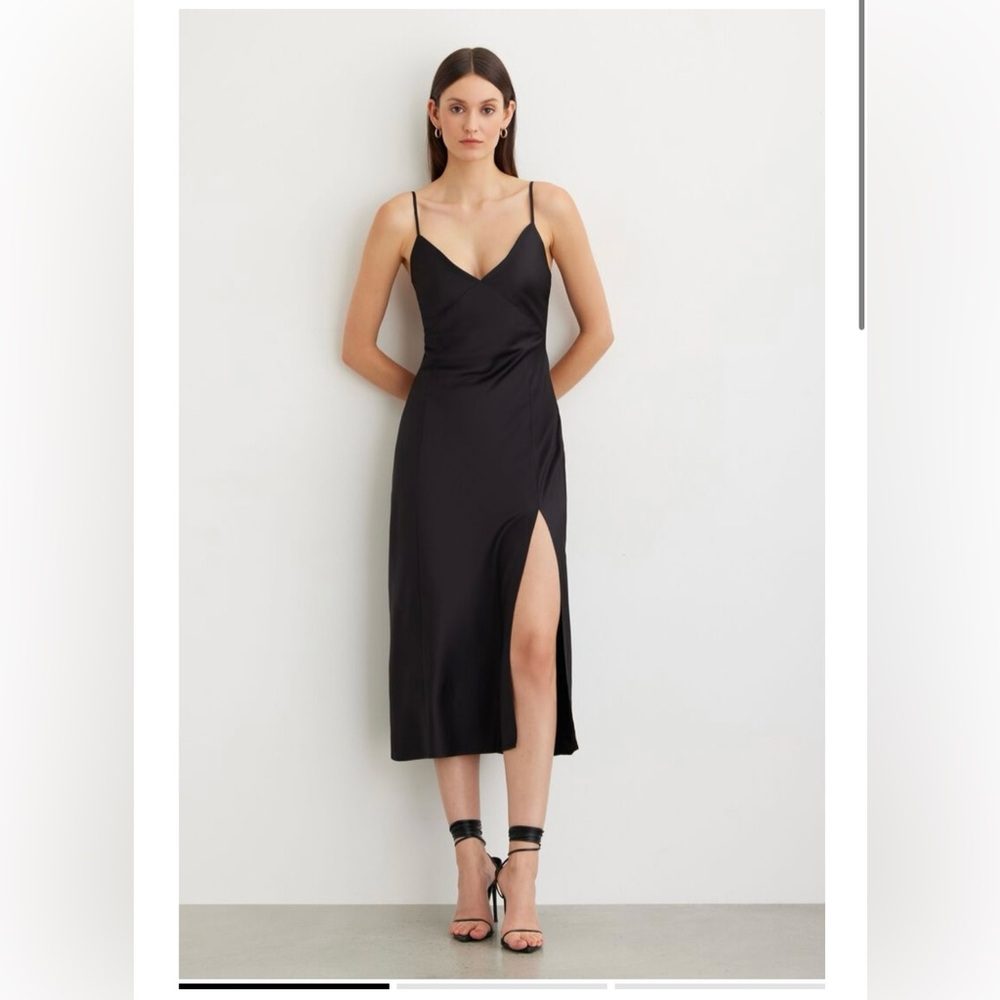 V-Neck Midi Slip Dress